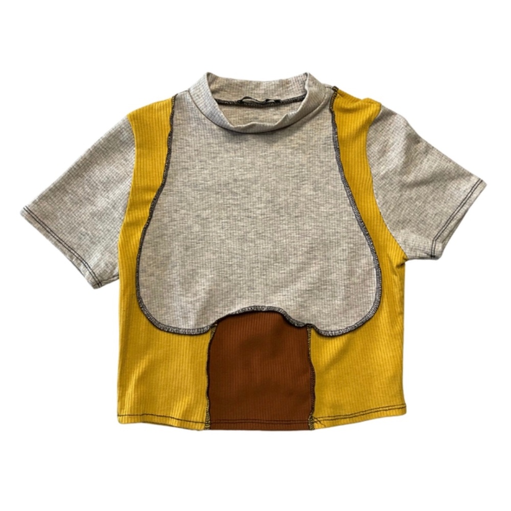 Papaya Crop Top - Overlocked Paneling